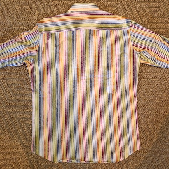 Bugatchi Shirt Multi Color Striped Shirt Sz L - Picture 4 of 4